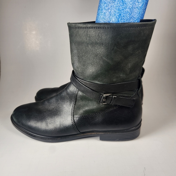 ECCO Women's Biker Boots 37 / 6 Black Leather Moto Ankle Bootie Shoe - Picture 6 of 13